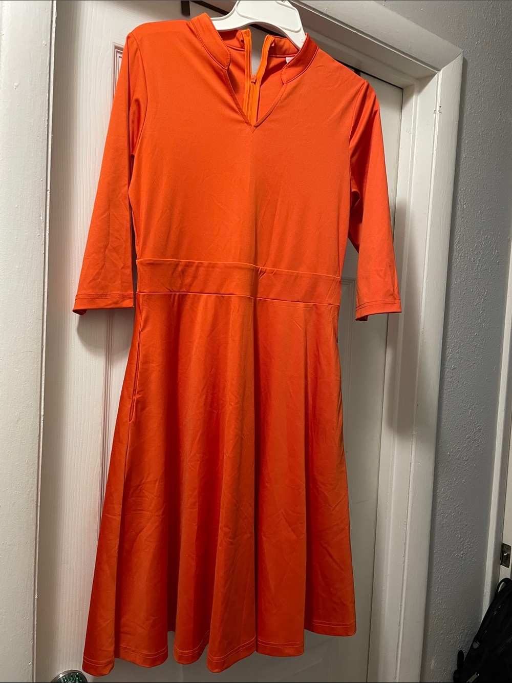 Women's Orange Fit-and-Flare Dress